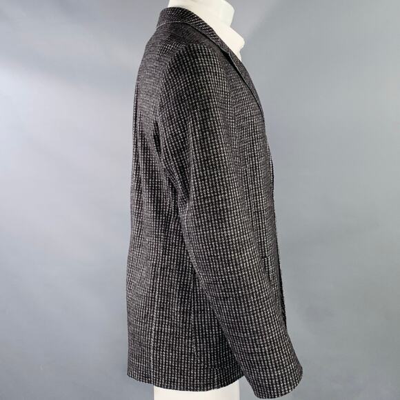 ARMANI COLLEZIONI Size 40 Grey Charcoal Checkered Wool Blend Sport Coat - Picture 3 of 8